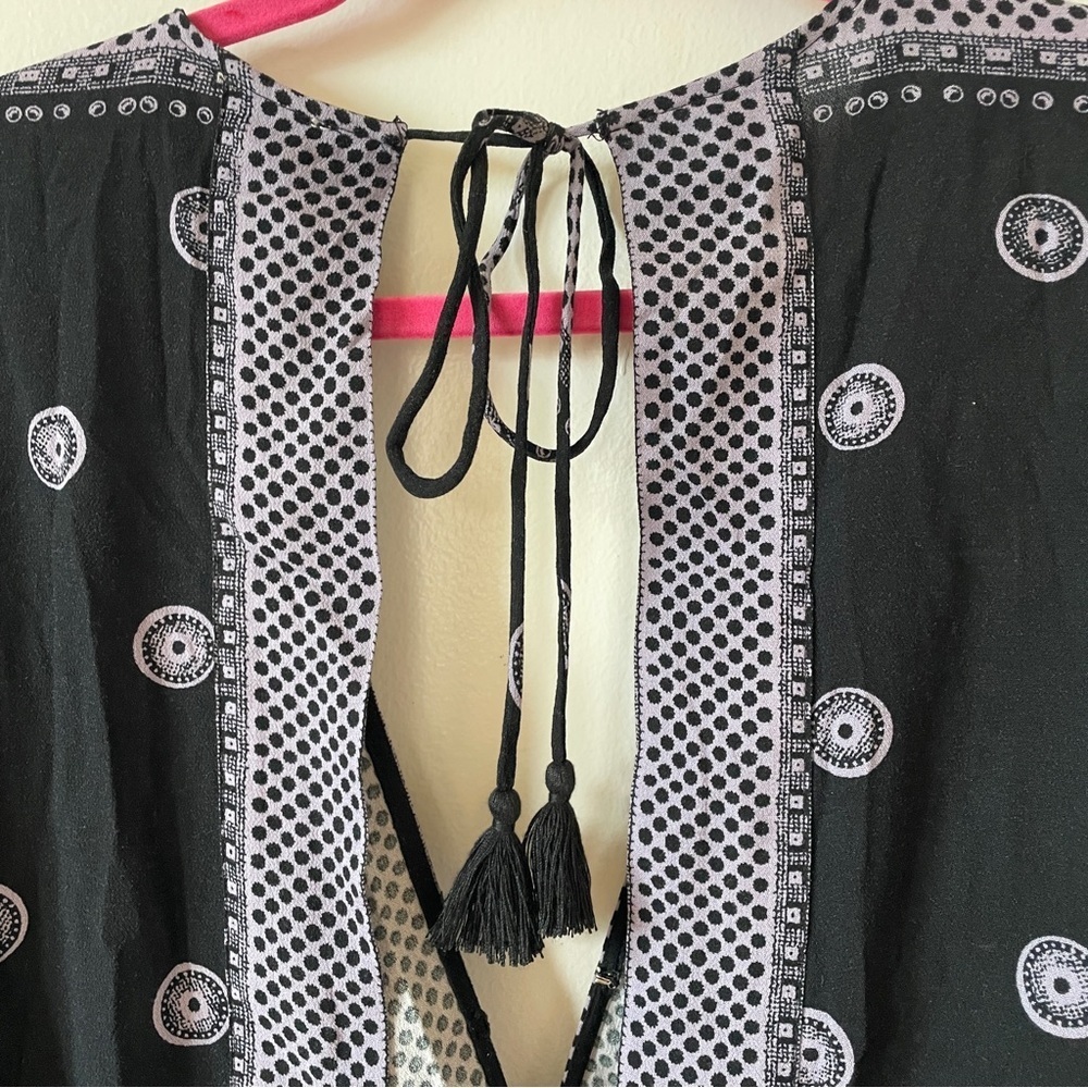 Free People Intimately Surplice Open Back bodysuit on board long sleeves lace M - Picture 11 of 13